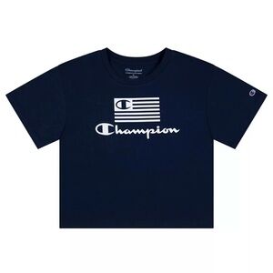 Champion Girls Medium Dark Blue Cropped T-Shirt
